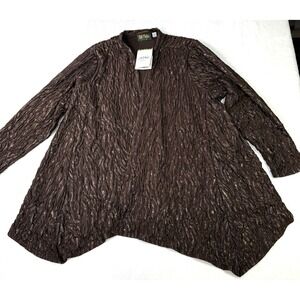 Vintage Bob Mackie Wearable Open Cardigan Womens 2X Chocolate Brown Textured